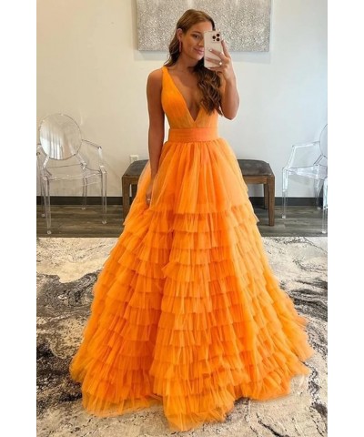 Tulle Prom Dresses for Women Long Puffy Ball Gown V Neck Ruffle Tiered Formal Evening Dresses Silver $34.00 Dresses