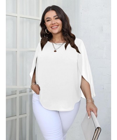 Plus Size Blouses for Women Summer Batwing Sleeve Chiffon Tunic Tops Dressy Scoop Neck Casual Loose Flowy Shirts White $16.23...