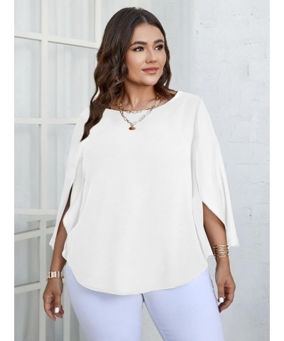 Plus Size Blouses for Women Summer Batwing Sleeve Chiffon Tunic Tops Dressy Scoop Neck Casual Loose Flowy Shirts White $16.23...