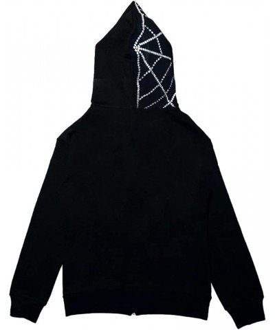 Y2k Hoodie Graphic Jackets Rhinestone Oversized Full Zip Up Hoodies for Women Men Aesthetic Goth Punk Halloween Clothes Black...