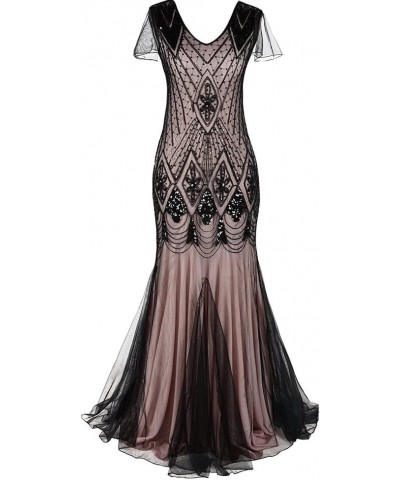 1920s Gatsby Dress Women Flapper Evening Party Dress V Neck Art Deco Sequins Cocktail Formal Long Maxi Gown Color1 $21.50 Dre...