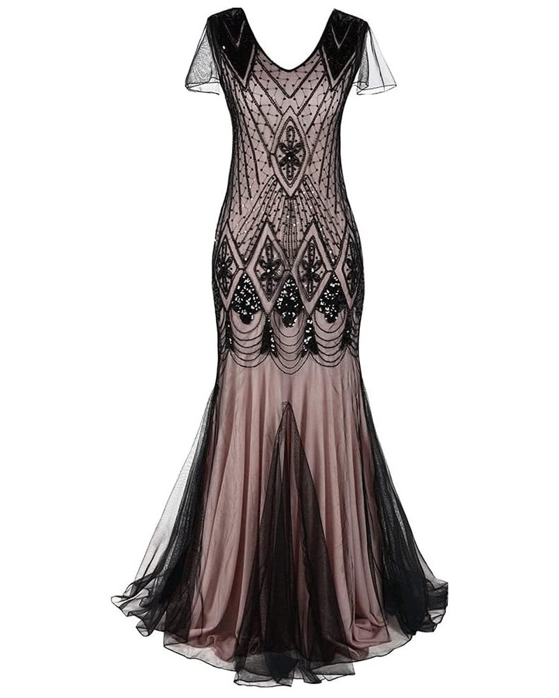 1920s Gatsby Dress Women Flapper Evening Party Dress V Neck Art Deco Sequins Cocktail Formal Long Maxi Gown Color1 $21.50 Dre...