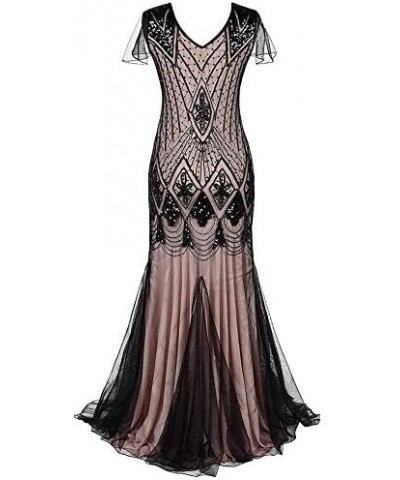 1920s Gatsby Dress Women Flapper Evening Party Dress V Neck Art Deco Sequins Cocktail Formal Long Maxi Gown Color1 $21.50 Dre...