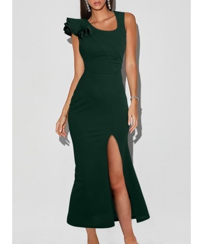 Womens Formal Dress Batwing Sleeve Waist Belted High Slit Long Maxi Cocktail Party Dresses Evening Gown Z Green $28.04 Dresses