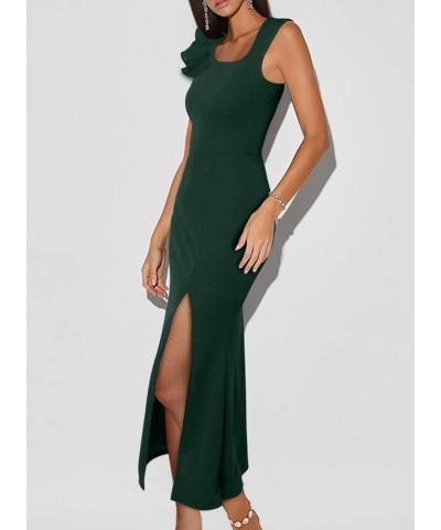 Womens Formal Dress Batwing Sleeve Waist Belted High Slit Long Maxi Cocktail Party Dresses Evening Gown Z Green $28.04 Dresses