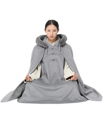 Winter Velvet Zen Practice Meditation Cloak 100cm Light Grey $50.16 Coats