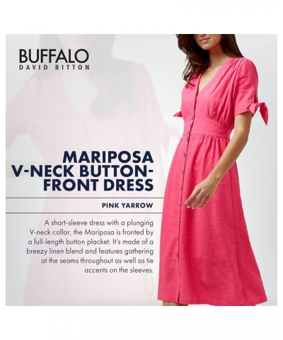 Women's Mariposa V Neck Button Front Dress Pink Yarrow $33.76 Dresses