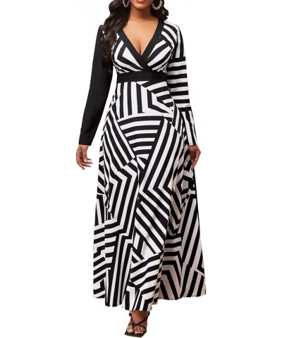 Casual Long Maxi Dresses for Women Elegant Flowy Cocktail Tropical Dress Clubwear Party Outfits Black/White Stripe $16.00 Dre...