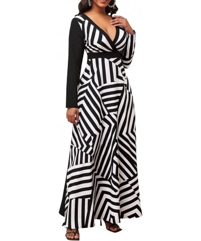 Casual Long Maxi Dresses for Women Elegant Flowy Cocktail Tropical Dress Clubwear Party Outfits Black/White Stripe $16.00 Dre...