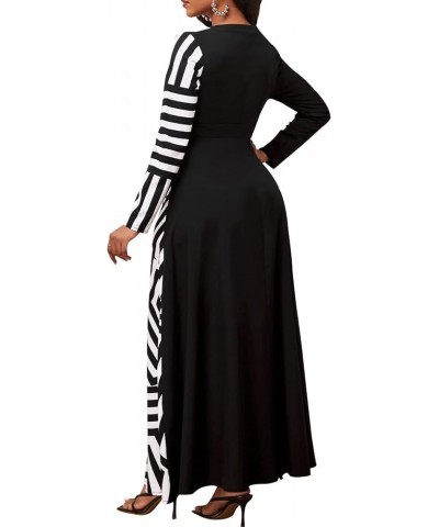 Casual Long Maxi Dresses for Women Elegant Flowy Cocktail Tropical Dress Clubwear Party Outfits Black/White Stripe $16.00 Dre...