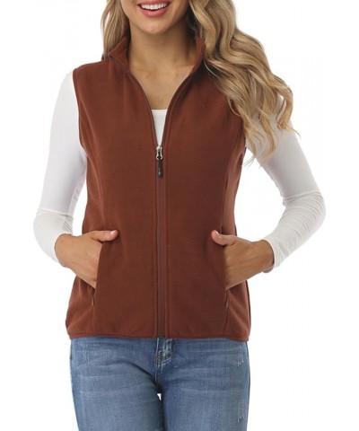 Women's Fleece Vest, Polar Soft Sleeveless Classic Fit with Zip up Pockets Chocolate $16.50 Vests