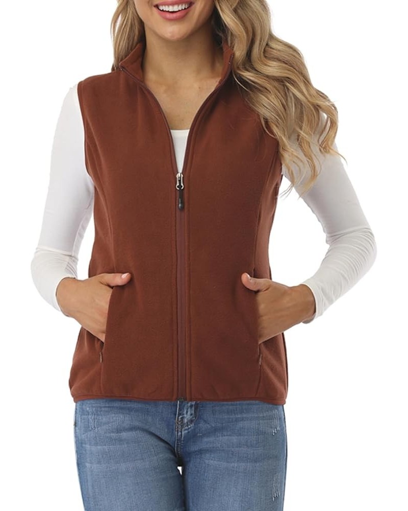 Women's Fleece Vest, Polar Soft Sleeveless Classic Fit with Zip up Pockets Chocolate $16.50 Vests