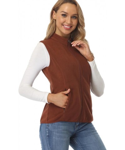 Women's Fleece Vest, Polar Soft Sleeveless Classic Fit with Zip up Pockets Chocolate $16.50 Vests