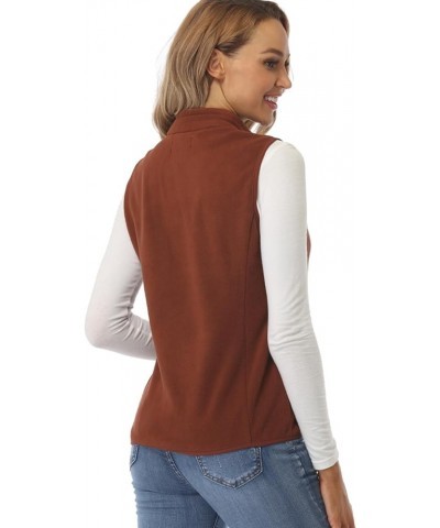 Women's Fleece Vest, Polar Soft Sleeveless Classic Fit with Zip up Pockets Chocolate $16.50 Vests