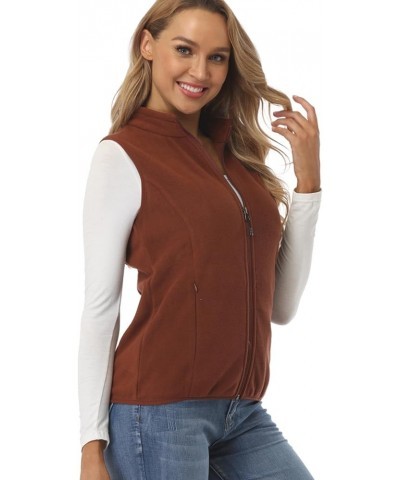 Women's Fleece Vest, Polar Soft Sleeveless Classic Fit with Zip up Pockets Chocolate $16.50 Vests