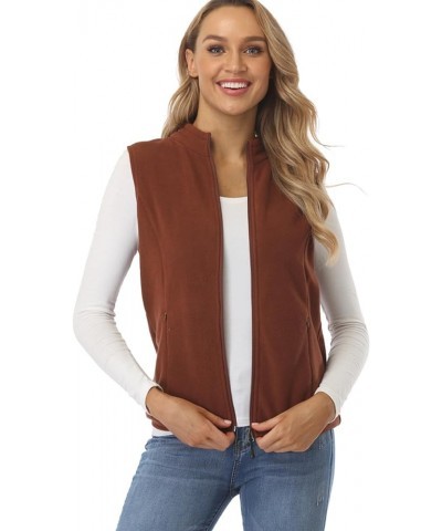 Women's Fleece Vest, Polar Soft Sleeveless Classic Fit with Zip up Pockets Chocolate $16.50 Vests