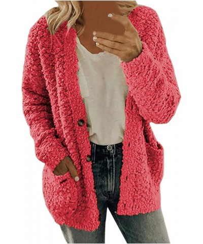 Zip Up Hoodies for Women 2023 Fall Fashion Solid Color Sweatershirt Pullover Warm Wool Plush Coat Furry Fleece Jacket Pink-e ...