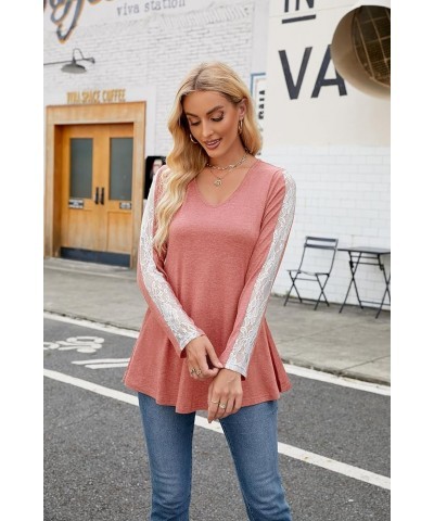 Blouses for Women Casual Long Sleeve V Neck Tops Loose Shirt Coral $11.98 Blouses