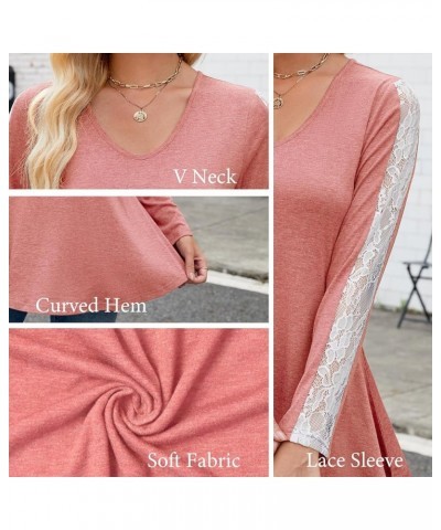 Blouses for Women Casual Long Sleeve V Neck Tops Loose Shirt Coral $11.98 Blouses