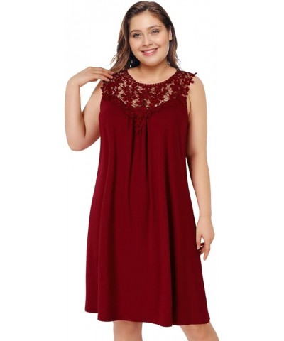 Womens Plus Size Casual Boho Sundress Summer Sleeveless Dresses F-lace Wine $11.50 Others