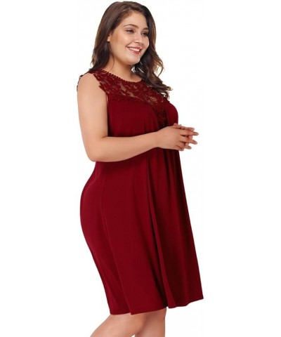 Womens Plus Size Casual Boho Sundress Summer Sleeveless Dresses F-lace Wine $11.50 Others