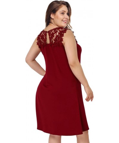 Womens Plus Size Casual Boho Sundress Summer Sleeveless Dresses F-lace Wine $11.50 Others