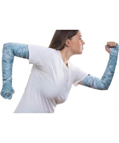 Arm Sun Sleeves for Women UV Protection Forearm Compression Covers Aqua Sky $10.23 Activewear