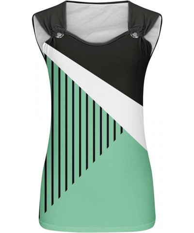 Geometric Tank Tops for Women Sleeveless Round Neck Top Knotted Summer Tops Casual Loose Fit Shirts 2024 Trendy Green-5 $3.37...