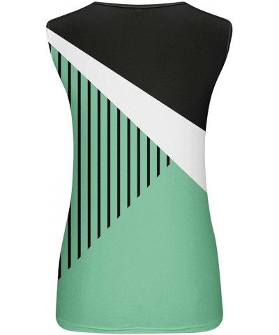 Geometric Tank Tops for Women Sleeveless Round Neck Top Knotted Summer Tops Casual Loose Fit Shirts 2024 Trendy Green-5 $3.37...