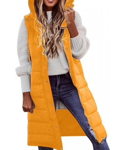 Red Puffer Vest Coat Vest With Hood Sleeveless Warm Down Coat With Pockets Quilted Vest Down Full-Zip Hooded Black Gold-f $20...