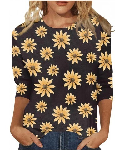 Women's 3/4 Length Sleeve Tops Cute Print Graphic Tees Blouses Casual Plus Size Basic Tops Pullover Tops 2-black $9.74 Tanks