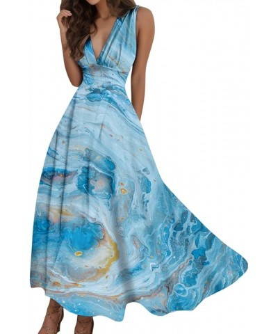 Women's Casual Loose Sundress Long Dress Sleeveless Tie Dye Split Maxi Dresses Summer Beach Dress with Pockets K1-sky Blue $9...