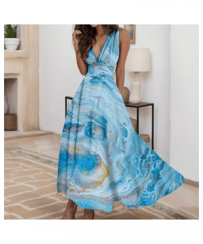 Women's Casual Loose Sundress Long Dress Sleeveless Tie Dye Split Maxi Dresses Summer Beach Dress with Pockets K1-sky Blue $9...