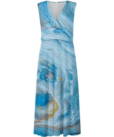 Women's Casual Loose Sundress Long Dress Sleeveless Tie Dye Split Maxi Dresses Summer Beach Dress with Pockets K1-sky Blue $9...