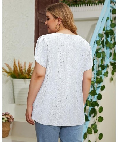 Women Short Sleeve Plus Size Tunics, Square Neck Tops Casual Loose Fit T Shirt Blouse Summer 2023 White-34 $12.40 Tops