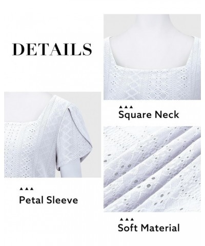 Women Short Sleeve Plus Size Tunics, Square Neck Tops Casual Loose Fit T Shirt Blouse Summer 2023 White-34 $12.40 Tops