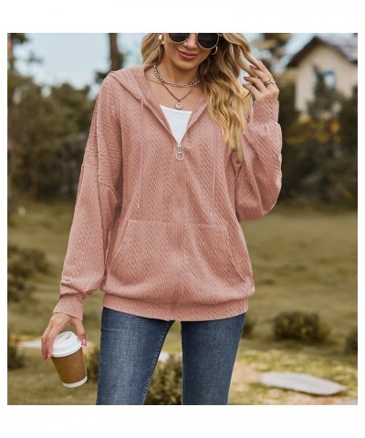 Womens Zip Up Hoodie Going Out Jacket Long Sleeve Lightweight Knit Zipper Sweatshirts Coats 2024 Spring Outerwear Pink $12.00...