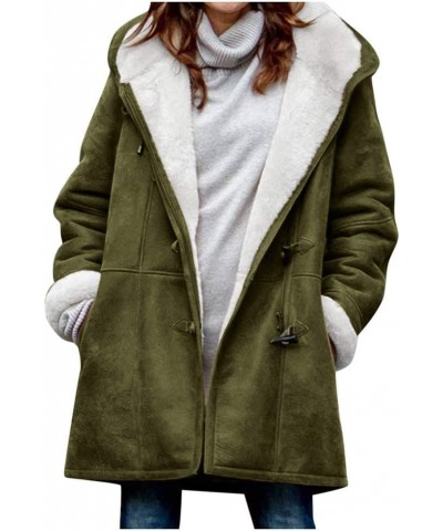 Women's 2023 Winter Warm Sherpa Lined Coat Fashion Plus Size Fleece Jackets Zip Up Hoodies Plush Sweatshirt Outwear D Army Gr...