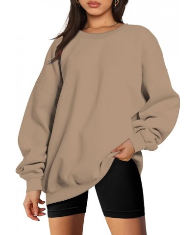 Womens Fall Fashion 2022 Sweatshirts Cute Oversized Long Sleeve Hoodies Tops Casual Lightweight Crewneck Pullover 3-khaki $5....