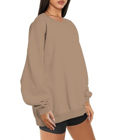 Womens Fall Fashion 2022 Sweatshirts Cute Oversized Long Sleeve Hoodies Tops Casual Lightweight Crewneck Pullover 3-khaki $5....