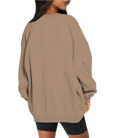 Womens Fall Fashion 2022 Sweatshirts Cute Oversized Long Sleeve Hoodies Tops Casual Lightweight Crewneck Pullover 3-khaki $5....