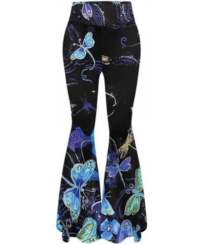 Women's Flare Leggings Tummy Control Causal Wide Leg Bell Bottoms Jazz Pants Cool Dragonfly $15.65 Leggings