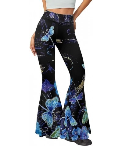 Women's Flare Leggings Tummy Control Causal Wide Leg Bell Bottoms Jazz Pants Cool Dragonfly $15.65 Leggings