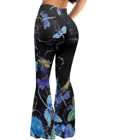 Women's Flare Leggings Tummy Control Causal Wide Leg Bell Bottoms Jazz Pants Cool Dragonfly $15.65 Leggings