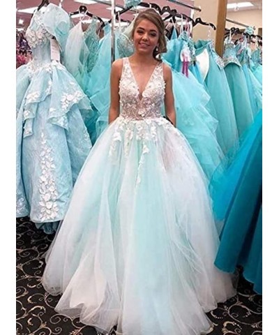 Women's V-Neck Tulle Appliques Long Evening Dresses Bridal Wedding Dress Chocolates $41.80 Dresses