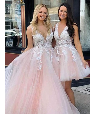 Women's V-Neck Tulle Appliques Long Evening Dresses Bridal Wedding Dress Chocolates $41.80 Dresses