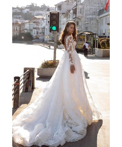 Lace Appliques Wedding Dresses Long Ball Gown for Women A-Line Bridal Party Gown A-white $34.50 Dresses