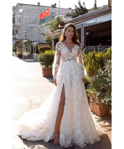 Lace Appliques Wedding Dresses Long Ball Gown for Women A-Line Bridal Party Gown A-white $34.50 Dresses