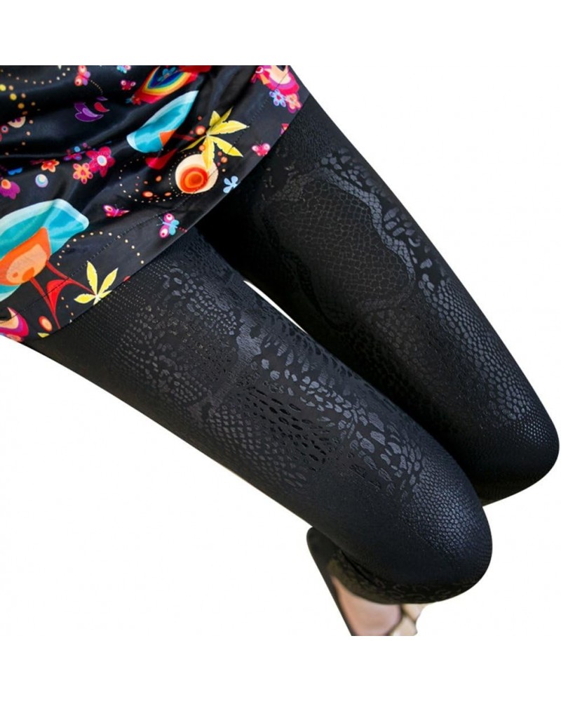 Women's Mermaid Fish Scale Printing Full Length Leggings Da8127 Black $7.97 Leggings