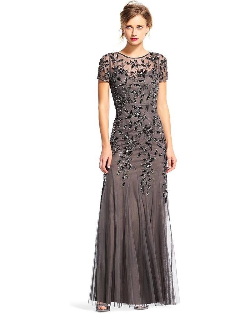 Women's Floral Beaded Godet Gown Lead $118.95 Dresses